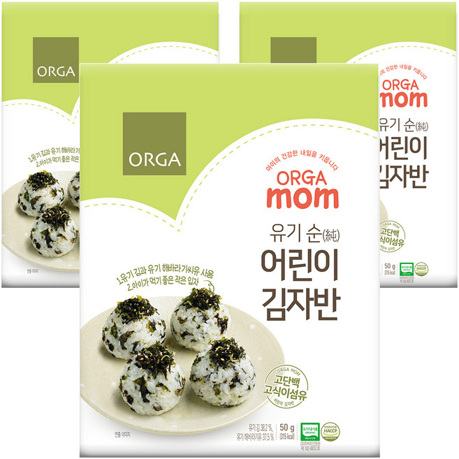 올가맘 유기순 어린이 김자반, 김, 50g, 3개