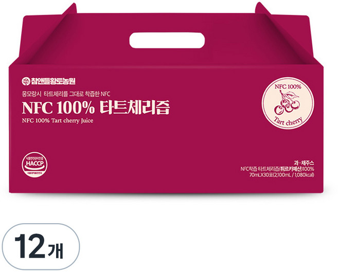 참앤들황토농원 NFC착즙 타트체리주스, 2.1L, 12개