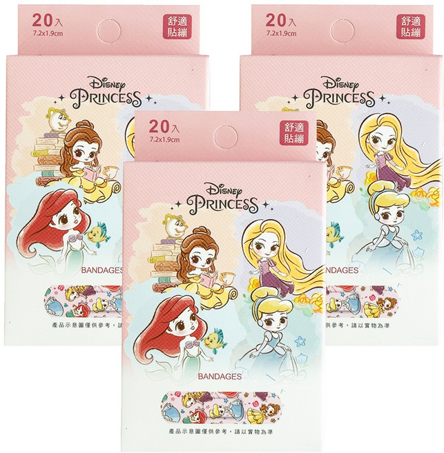 ONEDER 旺達棉品 迪士尼公主系列 貼繃 PROK01, 20個, 3盒