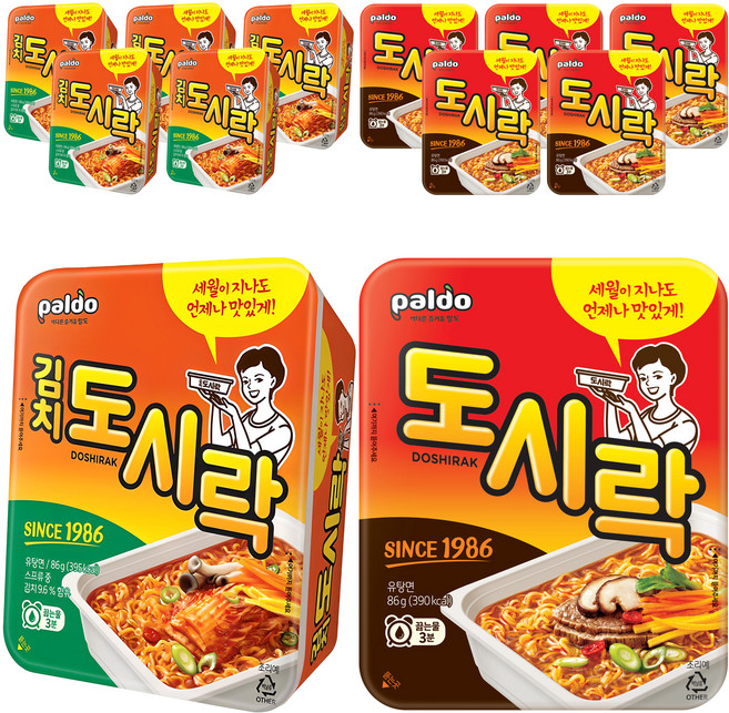 팔도도시락 컵라면 86g 6p + 김치 컵라면 86g 6p, 1세트