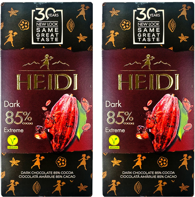 HEIDI 赫蒂 85%黑巧克力, 80g, 2盒
