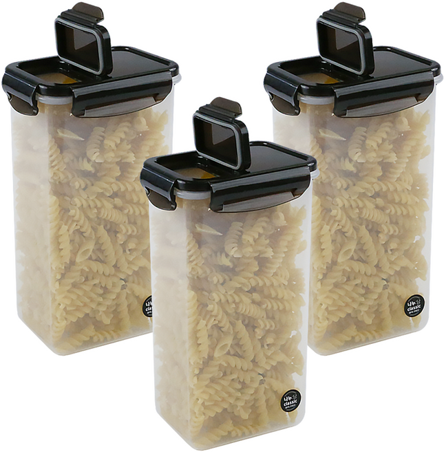 나누담 클래식 시리얼 잡곡통 오픈캡 밀폐용기 1.8L, 혼합색상, 3개