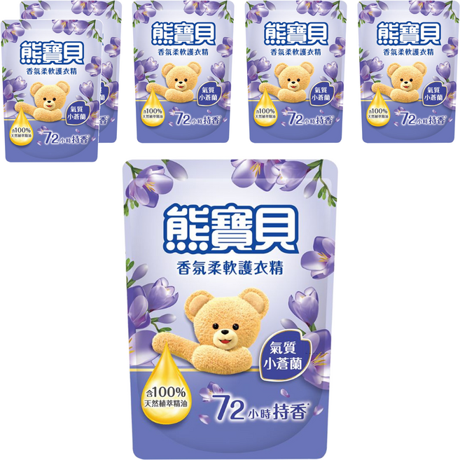 Snuggle 熊寶貝 衣物柔軟精 小蒼蘭 補充包, 6包, 1.75L