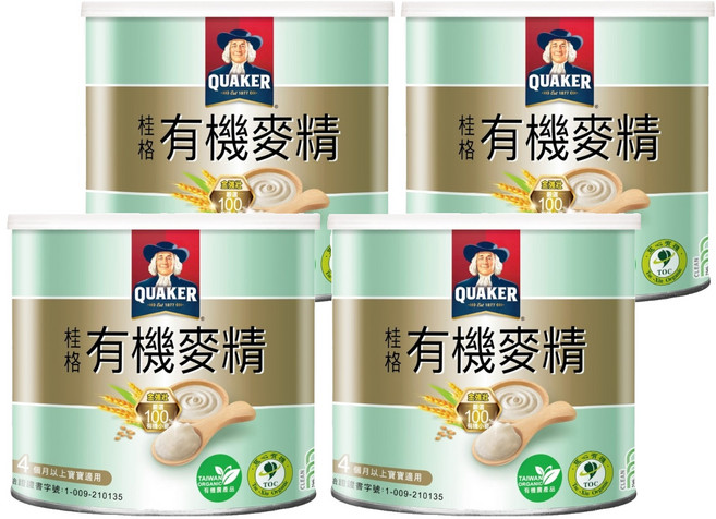 QUAKER 桂格 有機麥精 4個月以上適用, 小麥, 300g, 4罐