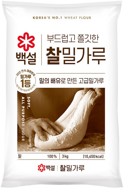 백설 찰밀가루, 3kg, 1개
