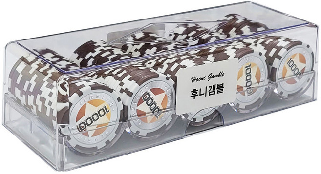 후니갬블 스타 숫자 10000 클레이 포커칩 100p + 아크릴케이스 세트, 1개