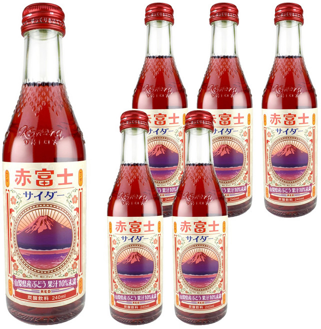 木村飲料 紅富士山葡萄風味汽水, 240ml, 6瓶