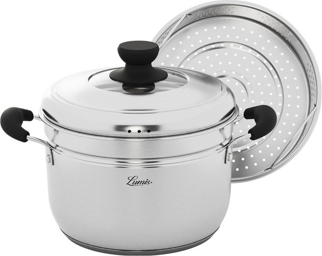 퀸센스 루미스 스테인리스 인덕션 찜냄비 + 분리형 찜판 세트, 24cm, 1세트