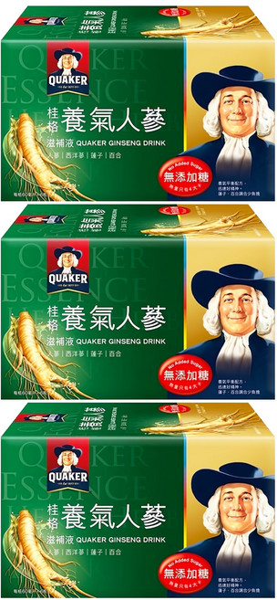 QUAKER 桂格 無糖養氣人蔘, 60ml, 6瓶, 3盒