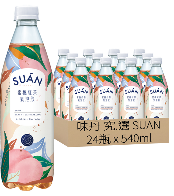 味丹 究.選 SUAN 蜜桃紅茶氣泡飲, 540ml, 24瓶