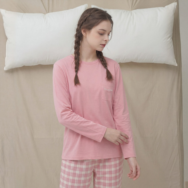 레노마 여성용 메리 체크 피치스판 9부 이지웨어 상하의 세트