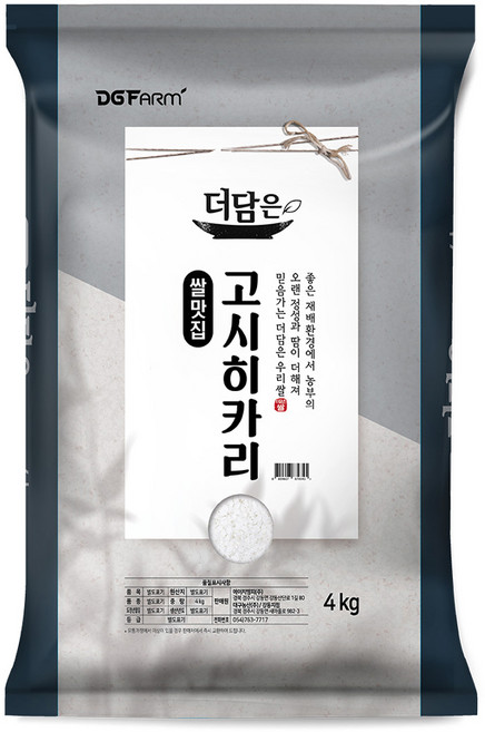 더담은 2025년산 햅쌀 고시히카리 백미, 특등급, 4kg, 1개
