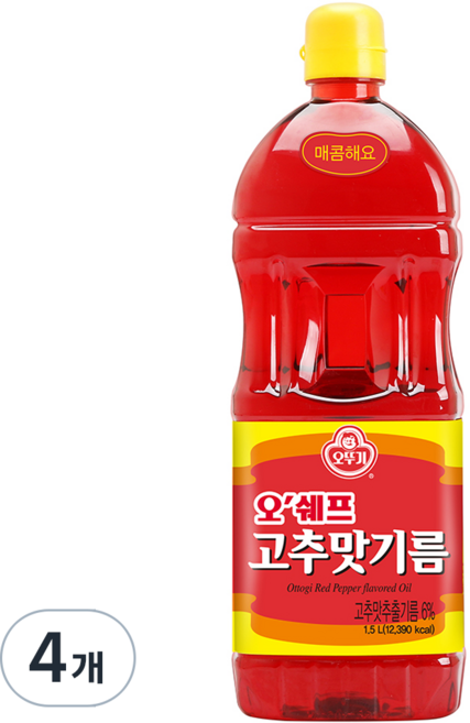 오뚜기 오쉐프 고추맛기름, 1.5L, 4개
