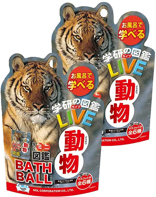 日本 nol 學研的圖鑑LIVE 動物入浴球 全6款, 款式隨機, 90g, 2個