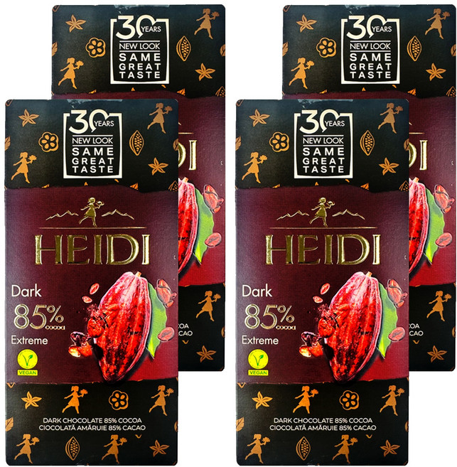 HEIDI 赫蒂 85%黑巧克力, 80g, 4盒