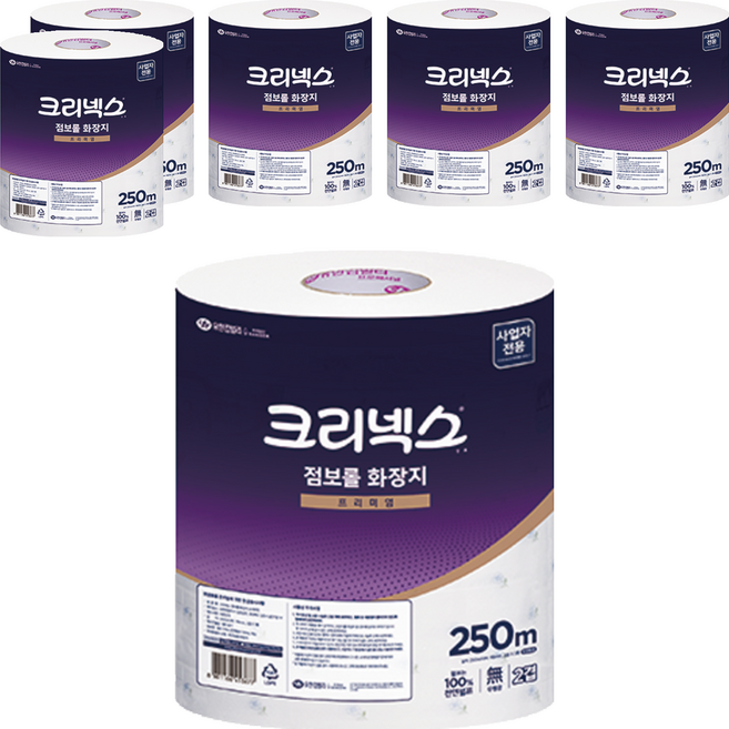 크리넥스 2겹 프리미엄 점보롤, 250m, 6개, 3롤