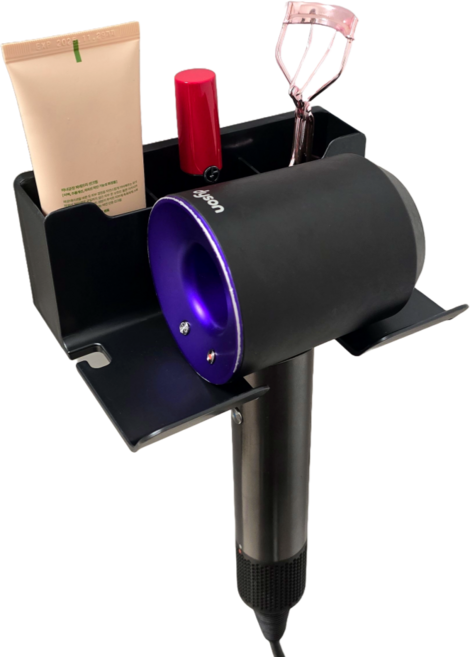 밝은리빙 무타공 드라이기 거치대 보관함형 A타입, 블랙, 1개