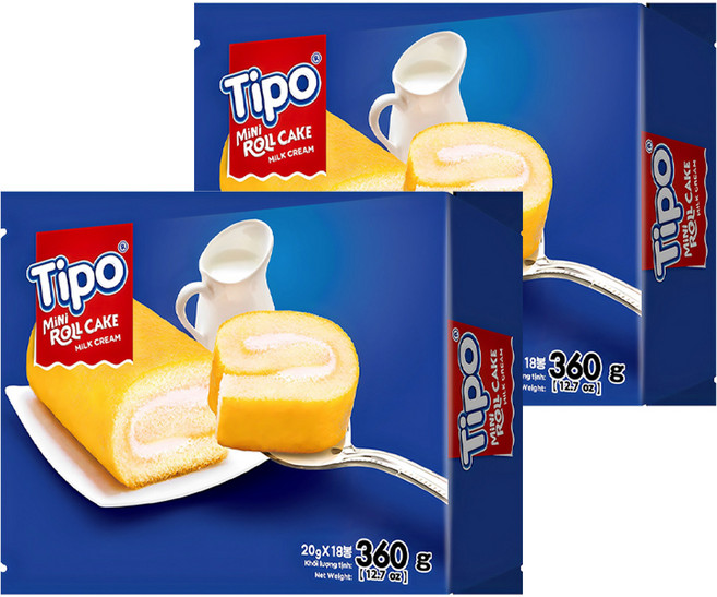 티포 미니 우유맛 크림 롤케이크, 360g, 2개