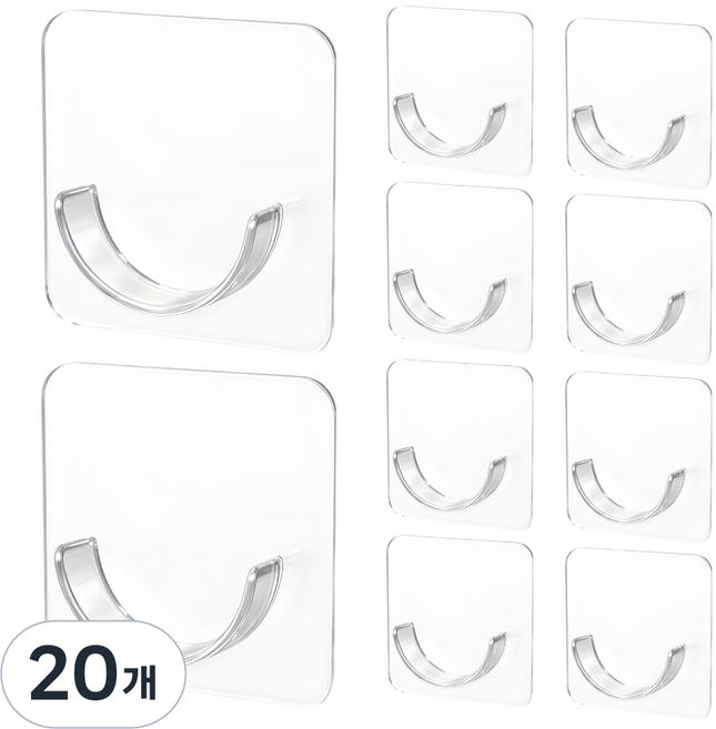 코멧 홈 무타공 압축봉 고정 홀더, 투명색, 20개