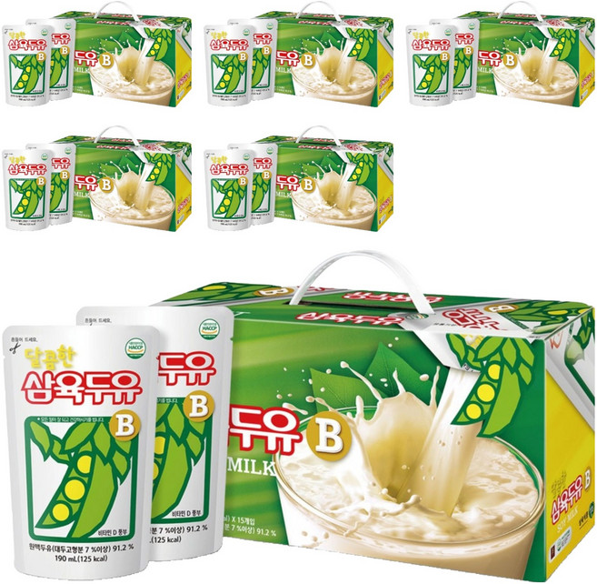 삼육두유 달콤한 두유 B 파우치, 190ml, 90개