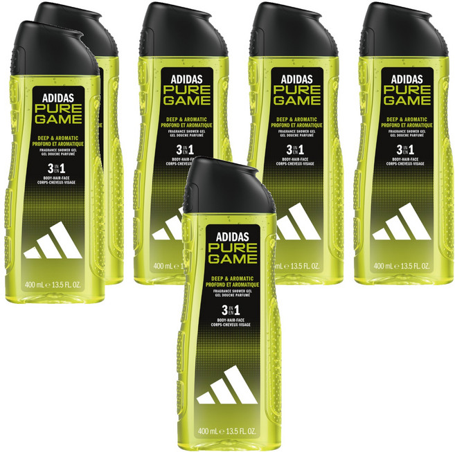 adidas 愛迪達 男性三合一潔顏洗髮沐浴露 超越挑戰, 400ml, 6瓶