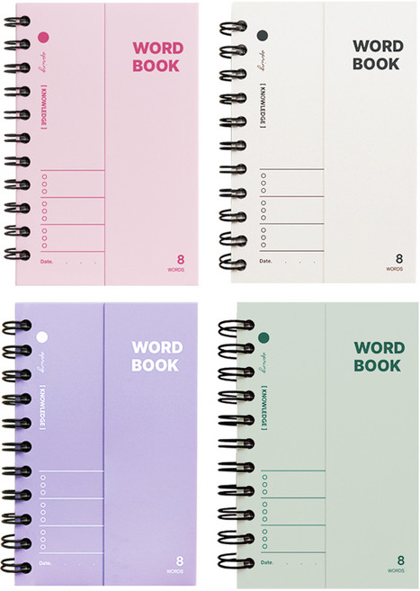 탐사 한 쪽이 가려지는 파스텔 스프링 단어장 암기 수첩, 혼합색상, 4개