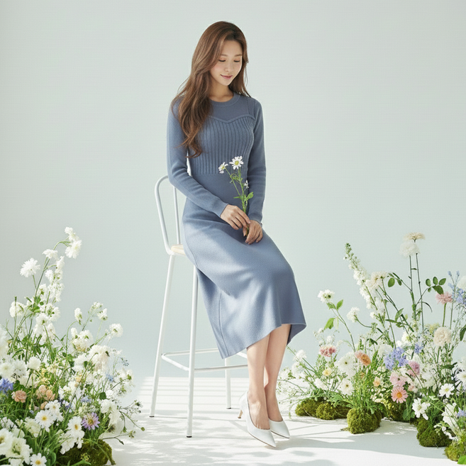 Paperments Lovey Buena 羅紋針織連身裙 14318, 灰色