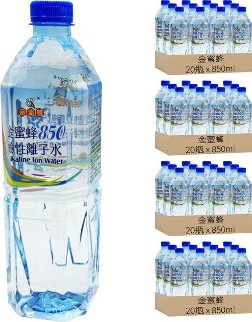 金蜜蜂 鹼性離子水, 850ml, 80瓶
