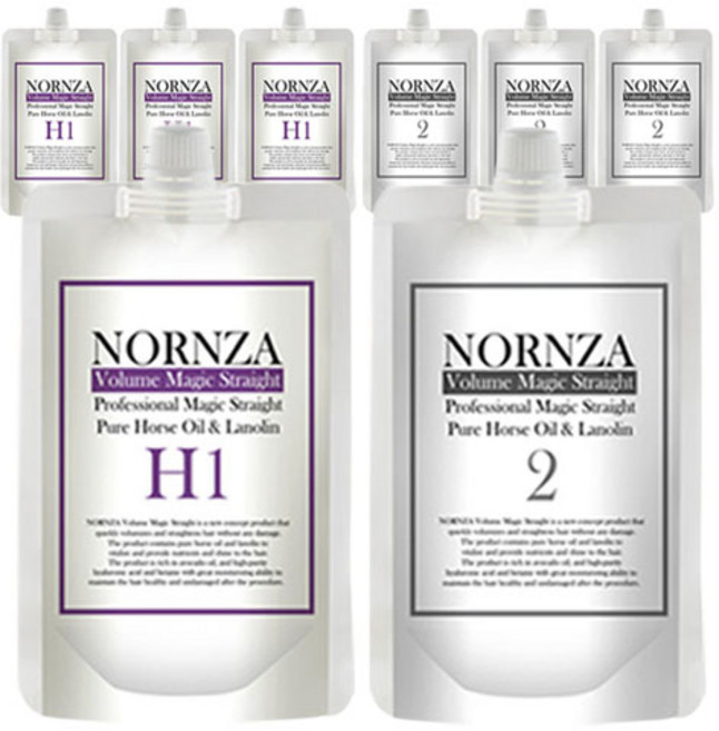 노른자 볼륨매직 스트레이트 파마약 H1 일반모 1제 200g + 2제 200g 세트, 4개, 400g