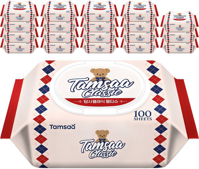 탐사 클래식 물티슈 캡형, 100매, 20개