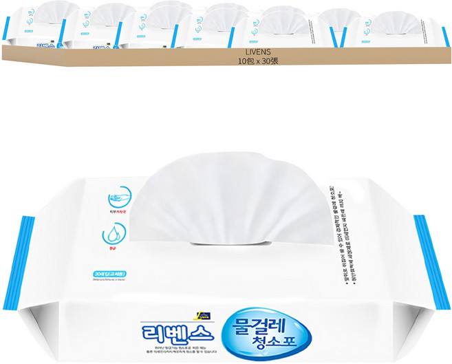 LIVENS 清潔濕紙巾 30張, 10包