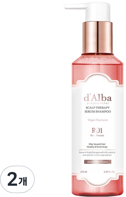 달바 프로페셔널 리페어링 스칼프 테라피 세럼 샴푸 로제 프리지아, 275ml, 2개