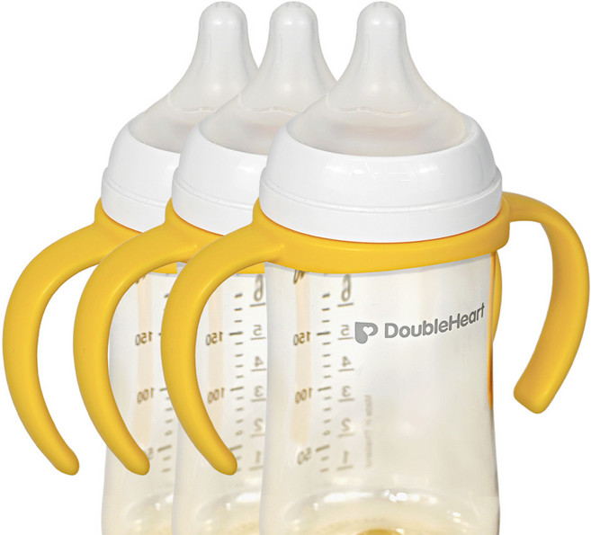 순수아 유아용 더블하트 3세대 호환 젖병 손잡이, 오렌지, 3개