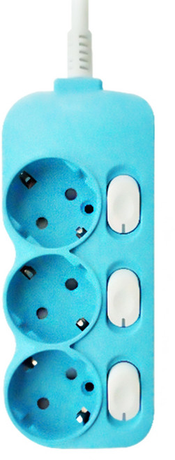 에코파워탭 국내 제조 컬러 멀티탭 개별 3구, 2m, 블루슈팅스타, 1개