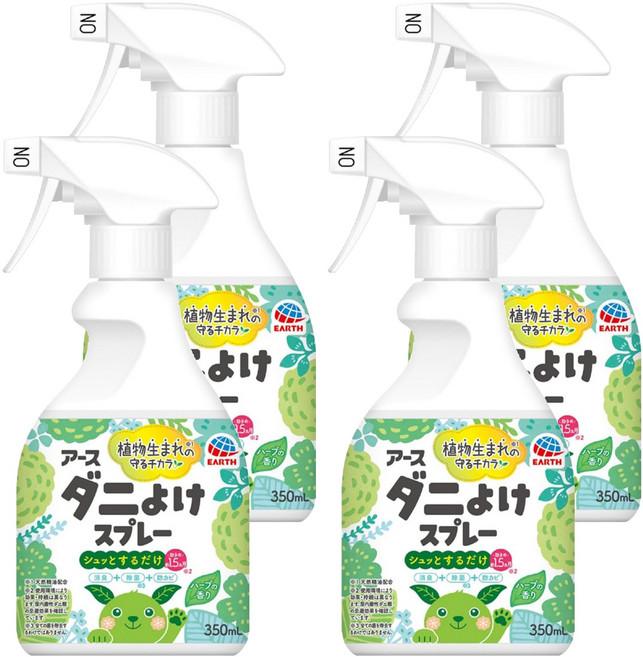 EARTH 地球製藥 布製品驅蟎噴霧 草本香, 350ml, 4瓶