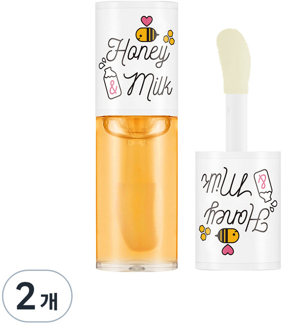 어퓨 허니앤밀크 립 오일 립밤, 밀크향, 5g, 2개