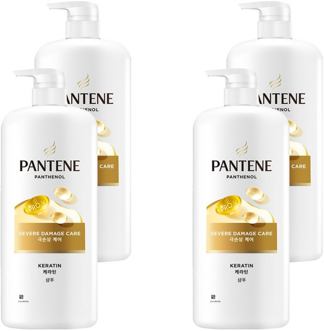 팬틴 극손상케어 샴푸, 1.2L, 4개
