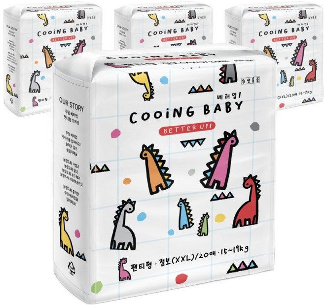 Cooing 베러업 팬티형 기저귀 남녀공용, 점보형(2XL), 80매