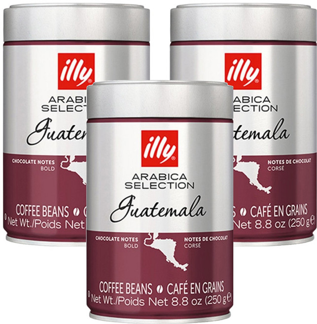 illy 意利 阿拉比卡精選 瓜地馬拉 咖啡豆, 原豆(未研磨), 250g, 3個