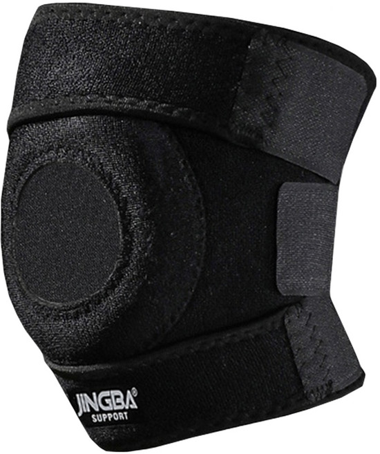 JINGBA SUPPORT 半月型加壓透氣運動護膝 尺寸: 62x15cm, 黑色, 1個