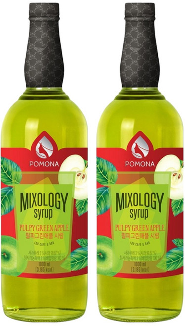 포모나 믹솔로지 펄피그린애플 시럽, 1L, 2개