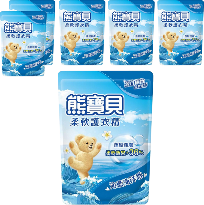 Snuggle 熊寶貝 柔軟護衣精補充包 沁藍海洋, 6包, 1.84L