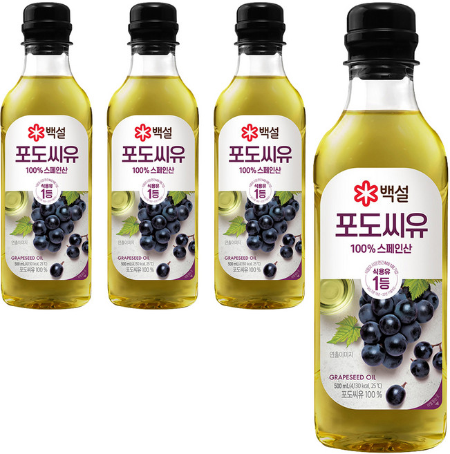 백설 포도씨유, 500ml, 4개