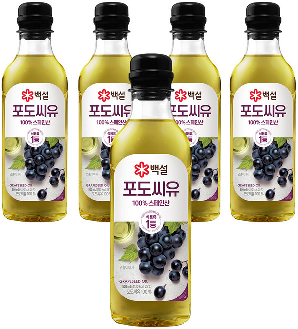 백설 포도씨유, 500ml, 5개