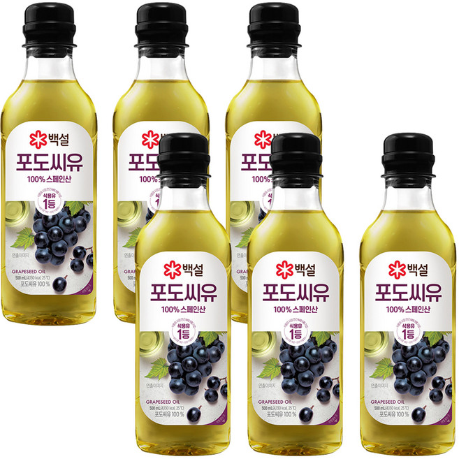 백설 포도씨유, 500ml, 6개