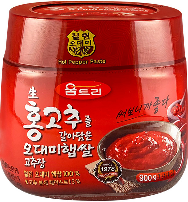움트리 홍고추를 갈아담은 오대미 햅쌀 고추장, 900g, 1개
