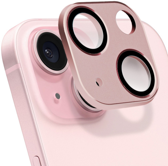 아이몰 아이폰 카메라 렌즈 빛번짐 방지 일체형 풀커버 강화유리 메탈 보호필름 핑크, 1개