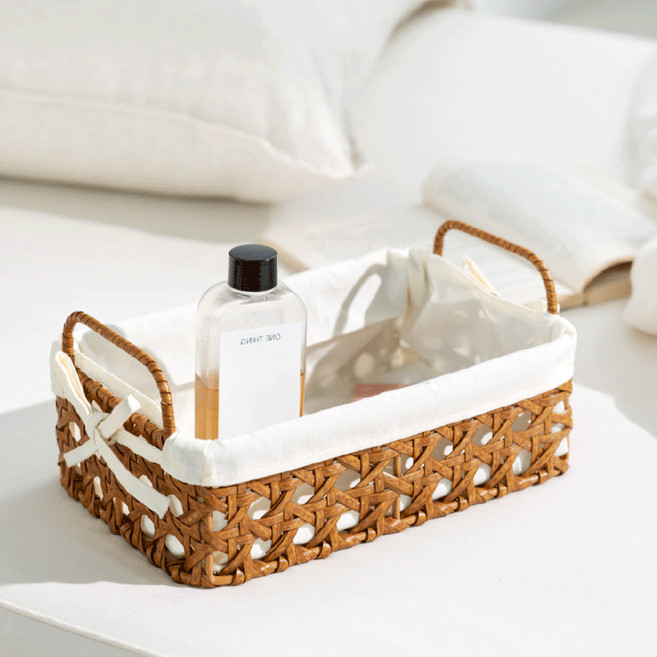 하우스레시피 PP 라탄 케인 바스켓, 브라운, 1개