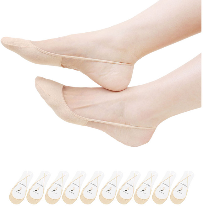 두발로 여성용 앞꿈치 끈 면 덧신 10켤레