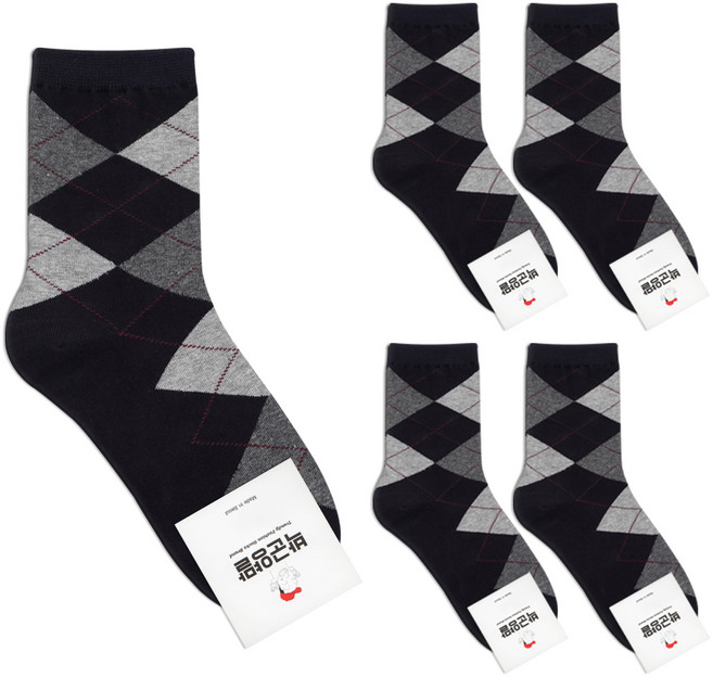 박군 여성용 B아가일 양말 5족 세트